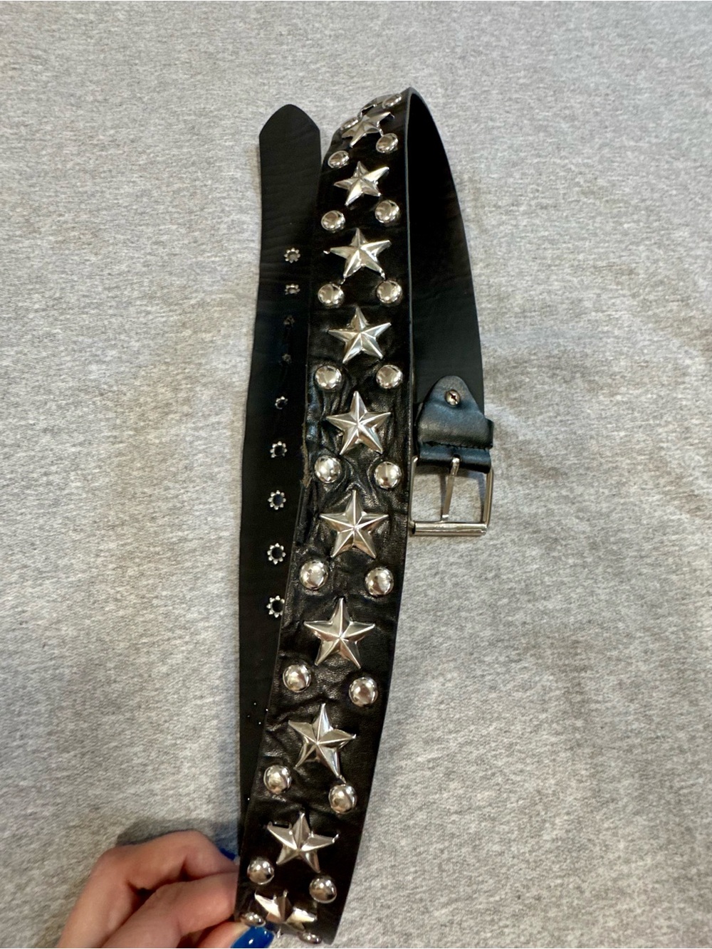 Black Star Studded Faux Leather Belt - Women Accessories - Y2K, Western, Punk
